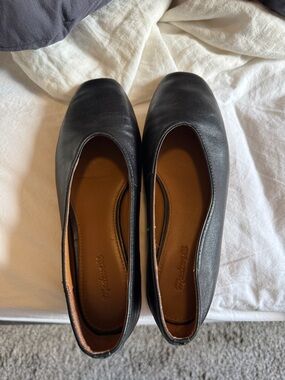 Madewell Black Leather Square-Toe Flats